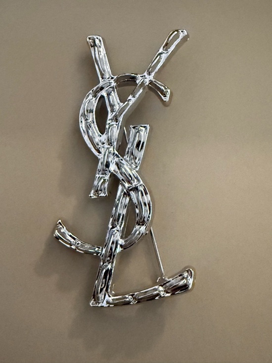 Yves Saint Laurent Jewelry - Brand new Saint Laurent brooch YSL Interlocking Logo Silver tone no box